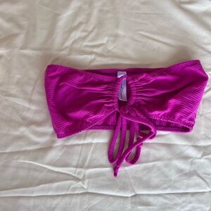 Pink Ribbed Bandeau Top